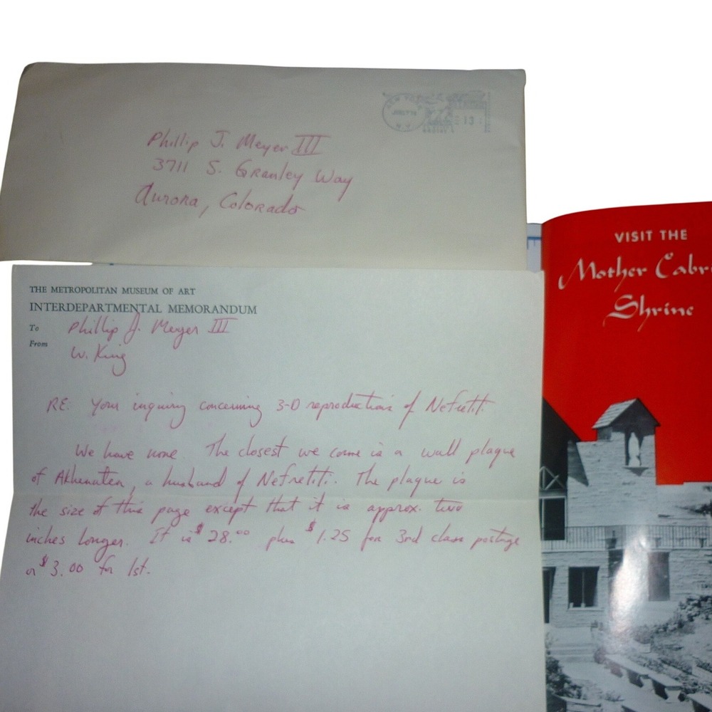 Vintage‎ Colorado Ephemera Lot 1978 Met Museum Letter & Mother Cabrini Shrine